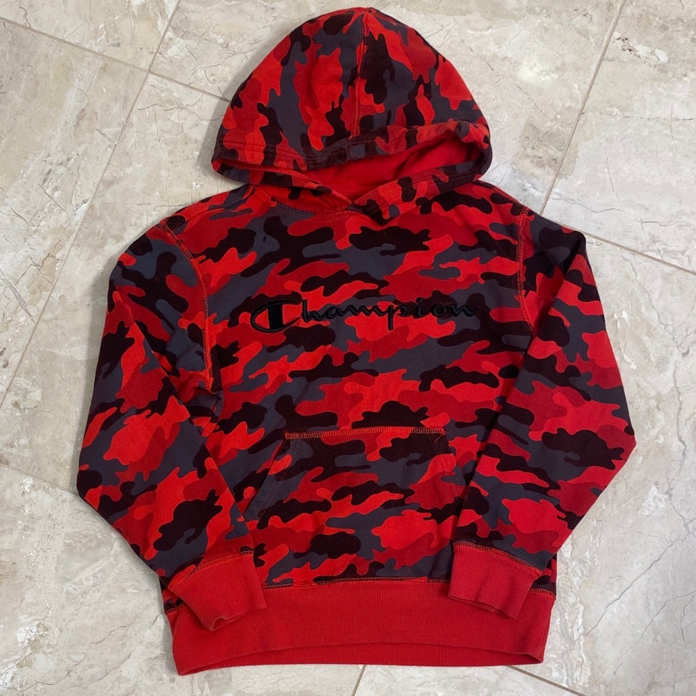 Champion Kids Red and Black Camo Hoodie